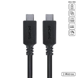 Cabo Usb Tipo c 3.1 para Usb Tipo c Com Power Delivery (pd) 100w para Macbook/smartphone 2 Metros Preto -  P31uccp-2
