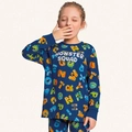 Conjunto Pijama Malha Manga Longa Estampado Monster Squad Azul Fakini - Masculinho