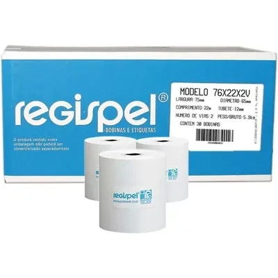 Bobina Auto 76x22 2 Vias Branca c/30 Unidades Regispel