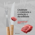 Kit Churrasco Garfo e Faca Cabo Madeira Longo Inox Alta Qualidade Grillrelax