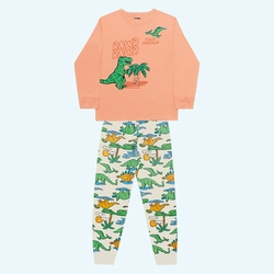 Conjunto Camiseta Manga Longa e Calça Pijama Crazy Dinosaur Fakini Masculino