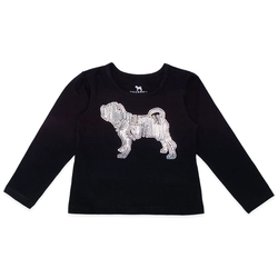 Camiseta Manga Longa Cotton Bordada Lantelouja Preta Charpey - Feminina