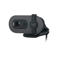 Webcam Logitech Full HD BRIO 100 Grafit, Microfone, USB-C, Correção Automática, Grafite, Preto - 960-001586