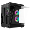 Gabinete Gamer Liketec Unreal Dark Black Cube Design Mid Tower Vidro Temperado