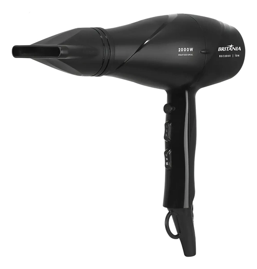 SECADOR DE CABELOS BRITÂNIA 2000W BSC2000 6 COMBINAÇÕES 127V COR PRETO