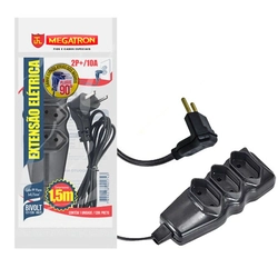 Extensão Megatron com Plugue  90º Preto 1,5M