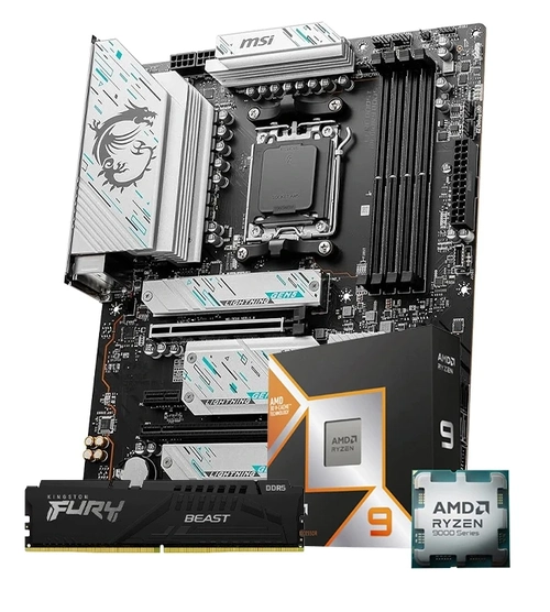 Kit Upgrade AMD Ryzen 9 9900X3D + Placa Mãe AM5 X670E + Memória DDR5 16GB