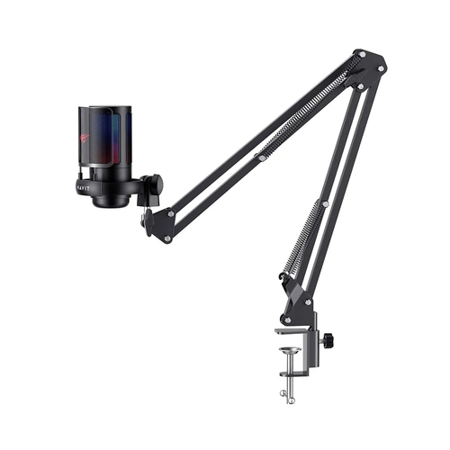 Microfone Gamer Havit GK50 Pro, RGB, USB, Preto, Com Braço Articulado - GK50PRO