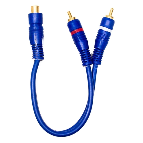 Cabo De Audio y 1 Rca Femea + 2 Rca Macho Gold Azul