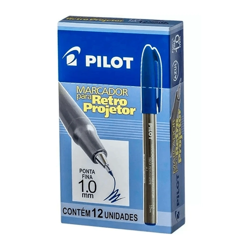 Caneta Marcador Para Retro Projetor 1.0mm Azul Cx Com 12 Unidades Pilot
