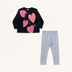 Conjunto Moletom Blusa e Legging Corações Fakini - Feminino