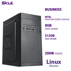 Computador B200 Pentium G5500 3.80ghz Memória 8gb Ddr4 Ssd 512gb Nvme Fonte 200w Linux Ubuntu