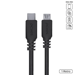 Cabo Usb Tipo-c P/ Micro Usb b 2.0 - Preto - 1 Metro - Pucmp-1