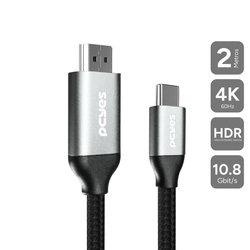 Cabo Usb Tipo-c para Hdmi Macho 2.0 - Preto - 2 Metros - Nylon - Puch2