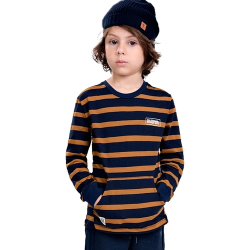 Camiseta Manga Longa Listrada Marinho Onda Marinha - Masculina