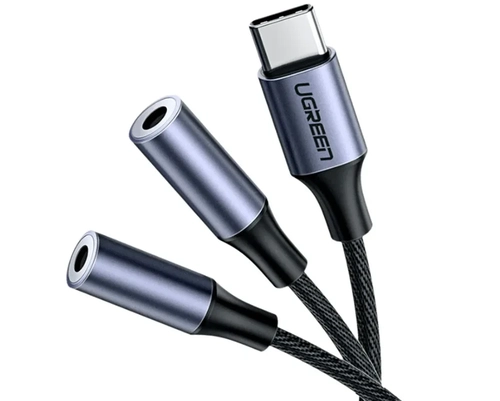 Cabo Áudio Ugreen USB-C para 2XP2 Fêmea - AV144 Prata/Preto