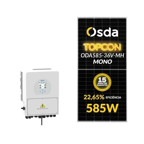 Gerador Solar Hibrido Deye 4,10 Kwp Mon. 220v Fibromadeira (5k/585w)