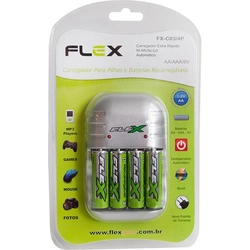 Carregador De Pilhas Aa/aaa/9v Fxc03-4p Flex