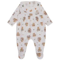 Macacão Manga Longa com Gola Babado Suedine Feminino – Ursinhos