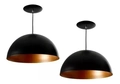 Pendente Meia Lua Luminária Decoração Preto Com Cobre 40cm