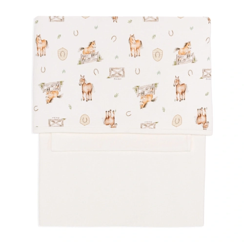 Jogo de Lençol de Berço Suedine e Malha Unissex - Cavalinhos