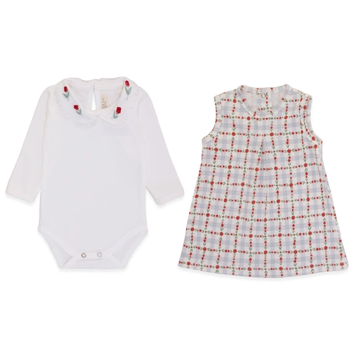 Conjunto Body Manga Longa e Vestido Suedine Feminino - Rose Garden