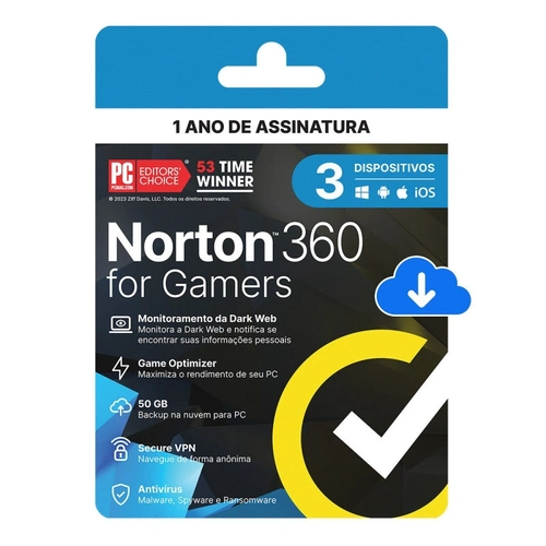 Antivírus Norton 360 Gamers - 3 Dispositivos - 12 Meses Esd - 21415189