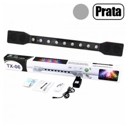 Caixa De Som Bluetooth 30w Ref. Tx-06 C/ Led Rgb Sound Stage Prata