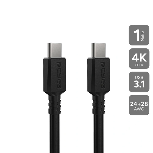 Cabo para Celular Carregamento Usb Tipo-c 3.1 P/ Usb Tipo-c 3.1 - Preto - 1 Metro - Pucp1p