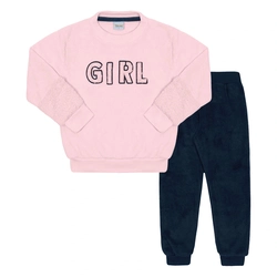Conjunto Blusa e Calça em Pelinho Girl Rosa Tileesul - Feminino