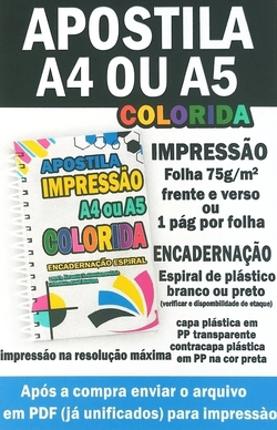 Impressão Apostila A4 Color 100 páginas