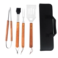 Kit Churrasco 5 Peças Maleta de transporte Churrascopegador Garfo Espátula Pincel Aço Inox Grillrelax