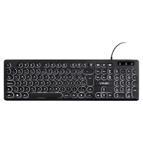 Teclado Vinik Usb Multimidia Slim Chocolate Teclas Redondas Led Branco 1.8m - Tc200