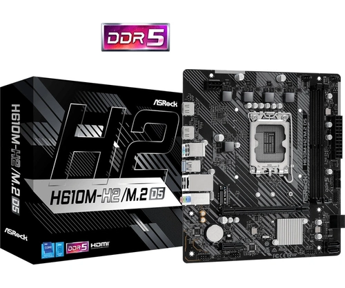 Placa Mãe Asrock Lga1700 H610m-h2/m.2 D5 2xddr5 4800mhz 4xusb 2.0 2xusb 3.2 2xhdmi 1xps/2 Gigabit