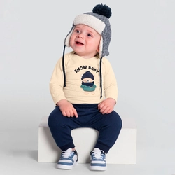 Body Manga Longa Snow Baby Bege Brandili - Masculino