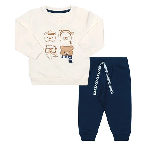 Conjunto Blusa e Calça Moletom Felpado Amiguinhos Marfim Tileesul - Masculino