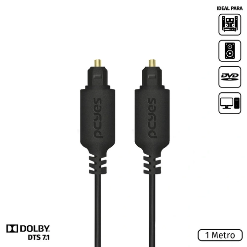 Cabo Óptico Digital Pcyes Toslink Macho 1M - POD-1