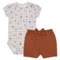 Conjunto Body Manga Curta Estampado e Shorts com Laço Suedine Menina – Amigos da Floresta