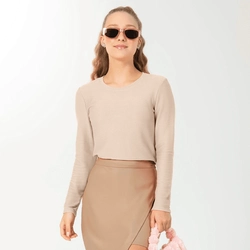 Blusa Manga Longa Canelado Cotelê Cativa - Feminina