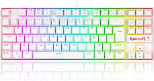 Teclado Mecanico Redragon Branco Rgb Switch Blue - Kumara Lunar K552W-2 - (PT-BLUE)