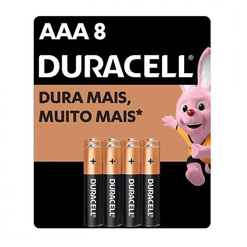 Pilha Alcalina AAA  Pequena 8 Unidades Duracell