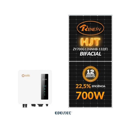 Gerador Edeltec Solar Solis 7,70 Kwp Mon. 220v S/estrutura (5k/700w Bifacial)