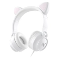 Fone de Ouvido Headset Kitty Ear - Orelha de Gato Branco Com Microfone Cabo 1.2m Plug P2 Estereo P3 - Ke110b