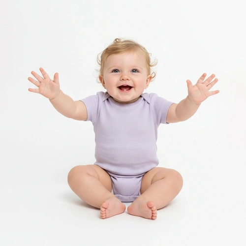 Body Manga Curta Para Bebê Taita Unissex - Lilás