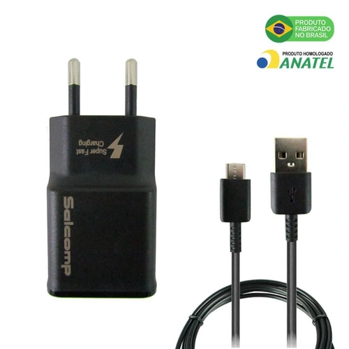 Kit Carregador Salcomp Carga Super Rapida 15w Usb-c - Preto