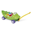 Brinquedo Jacaré Verde c Rodas Didático Poliplac
