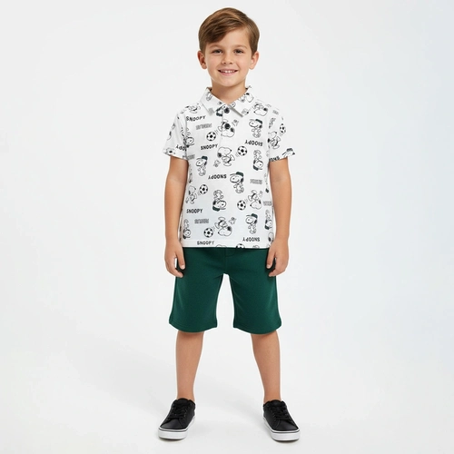 Camiseta Manga Curta com Gola Snoopy Masculina - Bygus