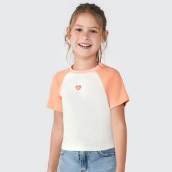 Blusa Cropped Manga Curta Raglan Rosa Hering - Feminino