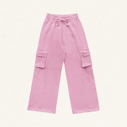 Calça Wide Leg Malha Cargo Fakini - Feminina