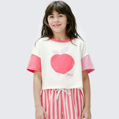 Blusinha Manga Curta Estampada Peach Hering - Feminina